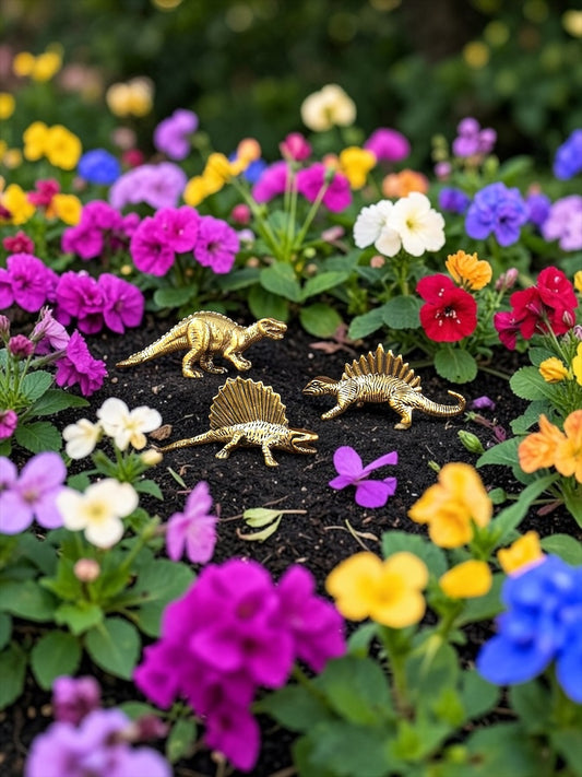Brass Mini Spiny Dinosaur Collectible Figurines - Set Of 3