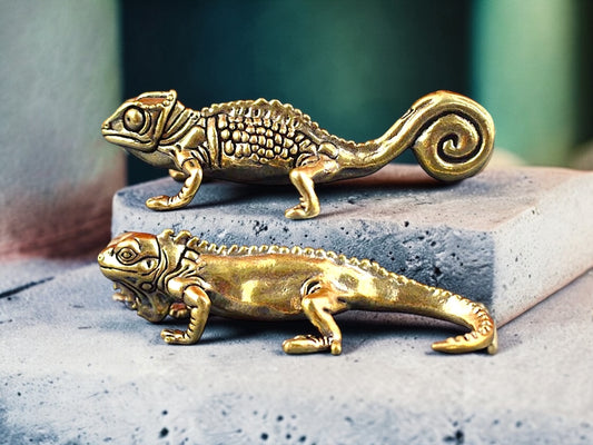 Brass Mini Lizard Buds Collectible Figurine - Set Of 2