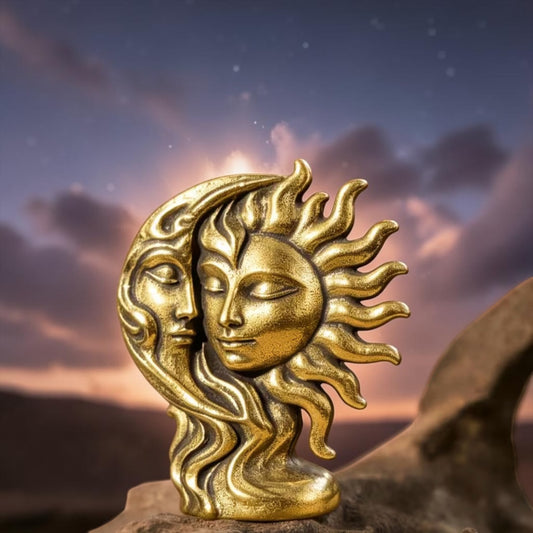 Brass Mini Sun & Moon Shine On Collectible Figurine