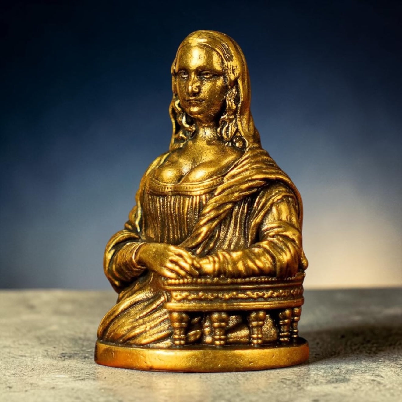 Brass Mini Mona Lisa Bust Collectible Figurine