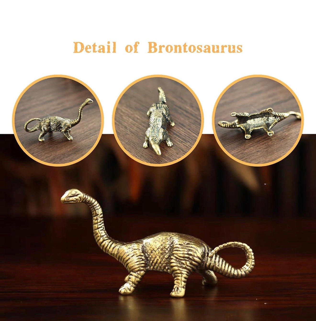 Brass Mini Dinosaur Collectible Figurines - Set Of 3