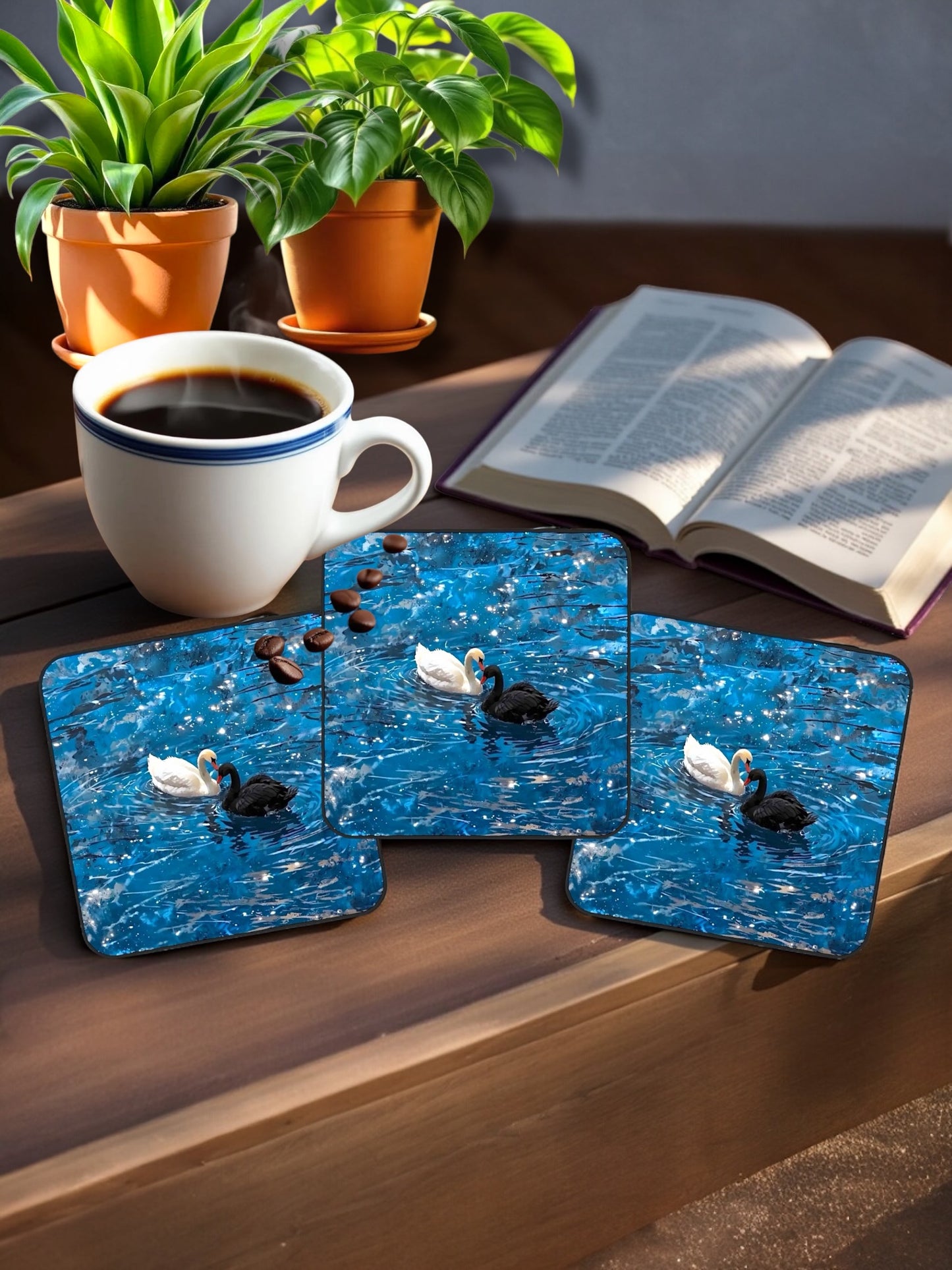 Swan Lovers Coaster Set