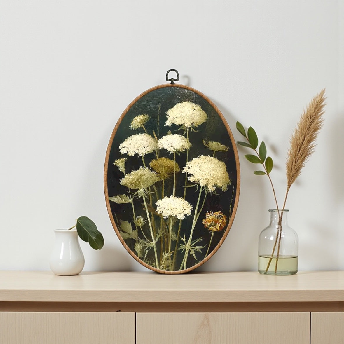 Canvas Artwork: Oval Framed