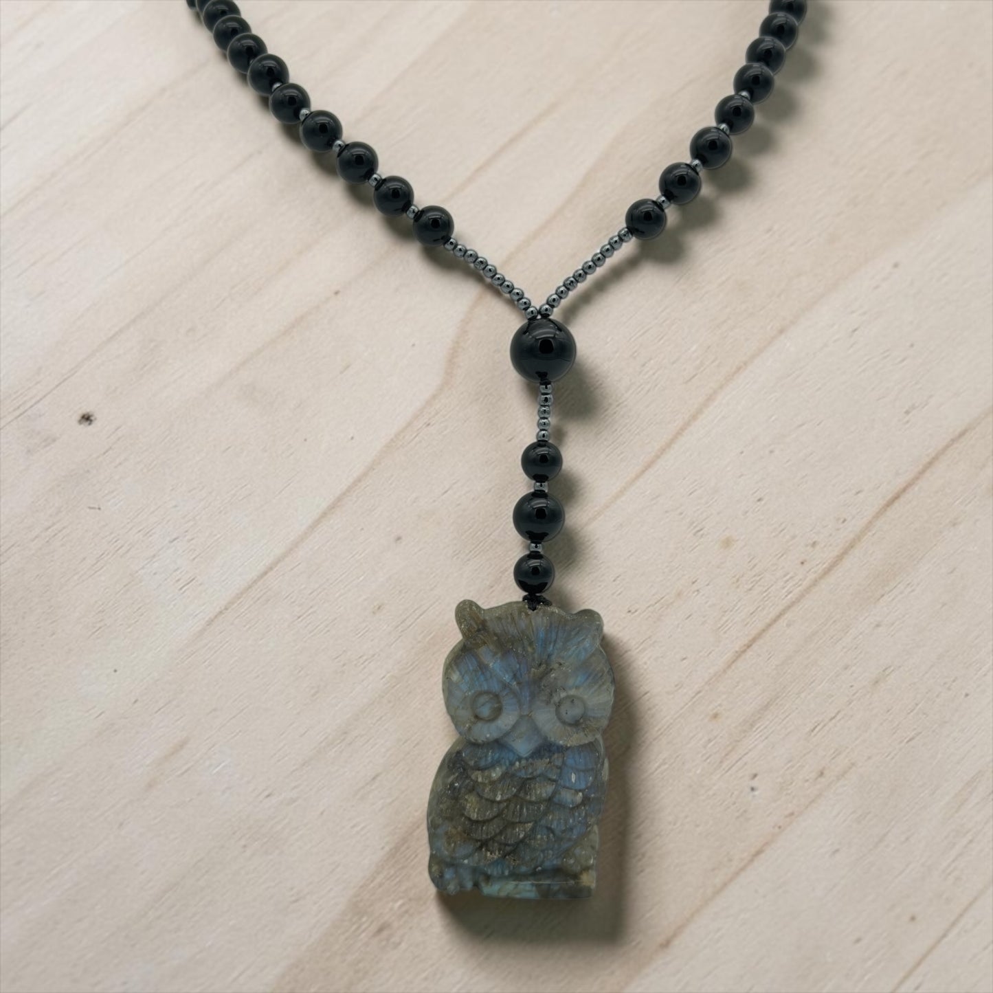 Labradorite Owl Crystal Healing Pendant Necklace