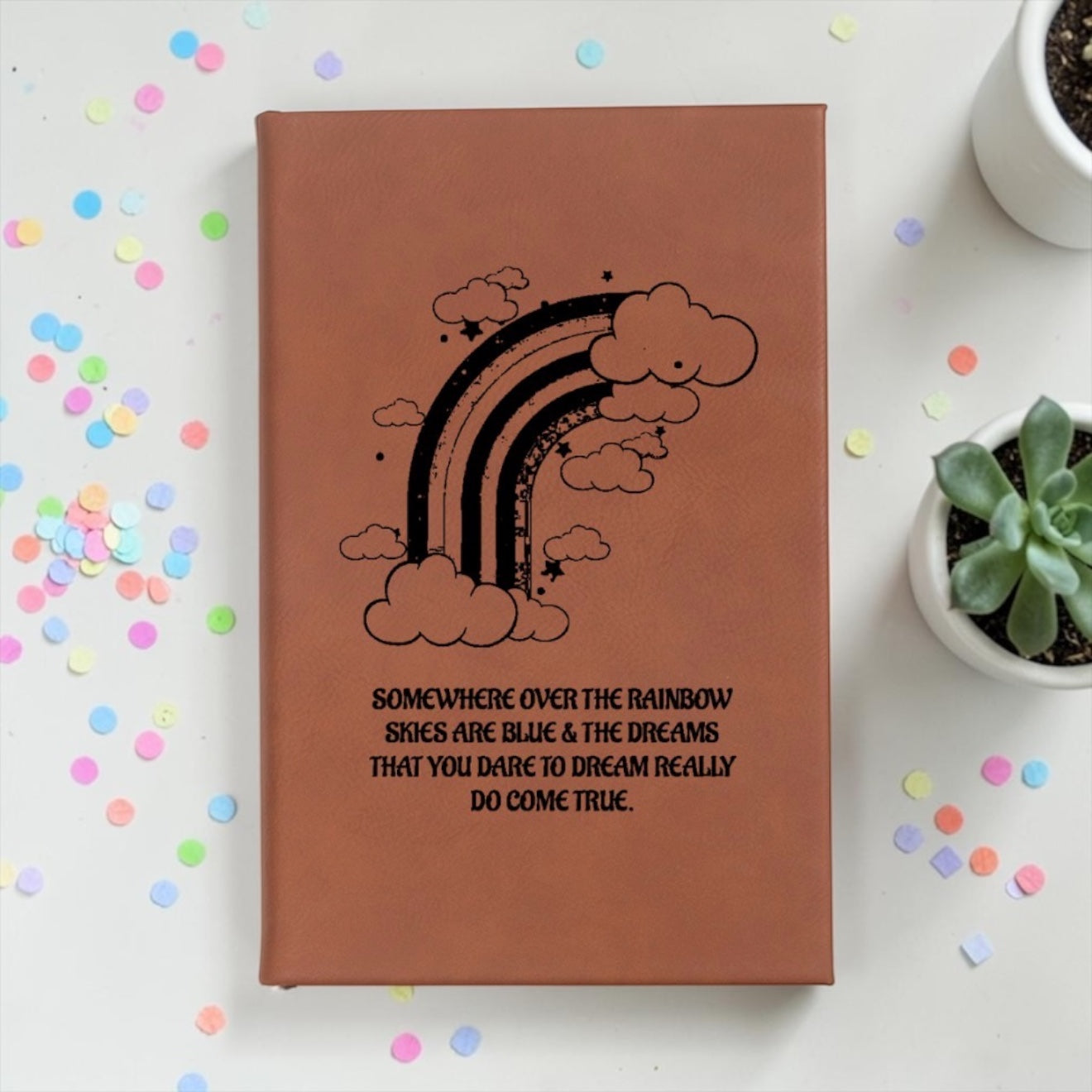 Faux Leather Lined Journal: Somewhere Over The Rainbow