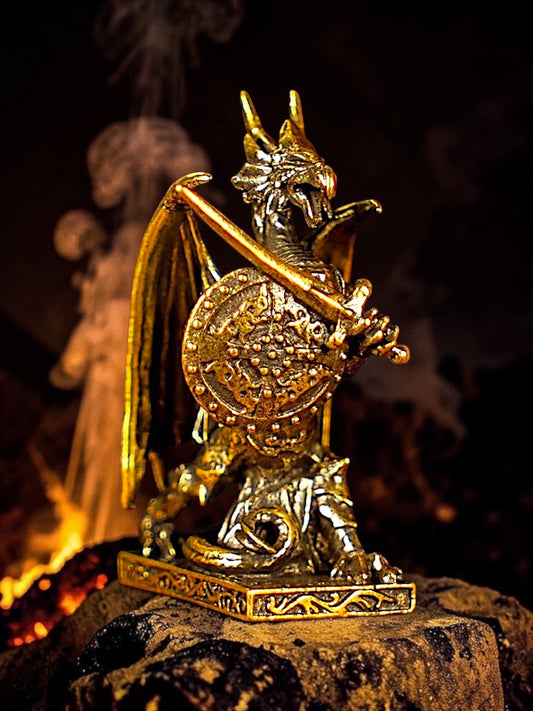 Brass Mini Warrior Dragon Collectible Figurine