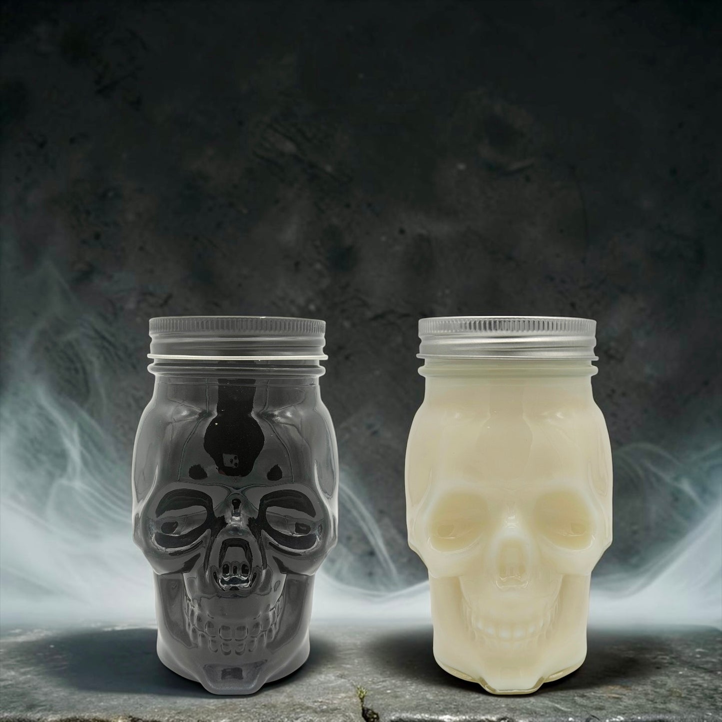 Pumpkin Spice Mason Skull Candle Jar