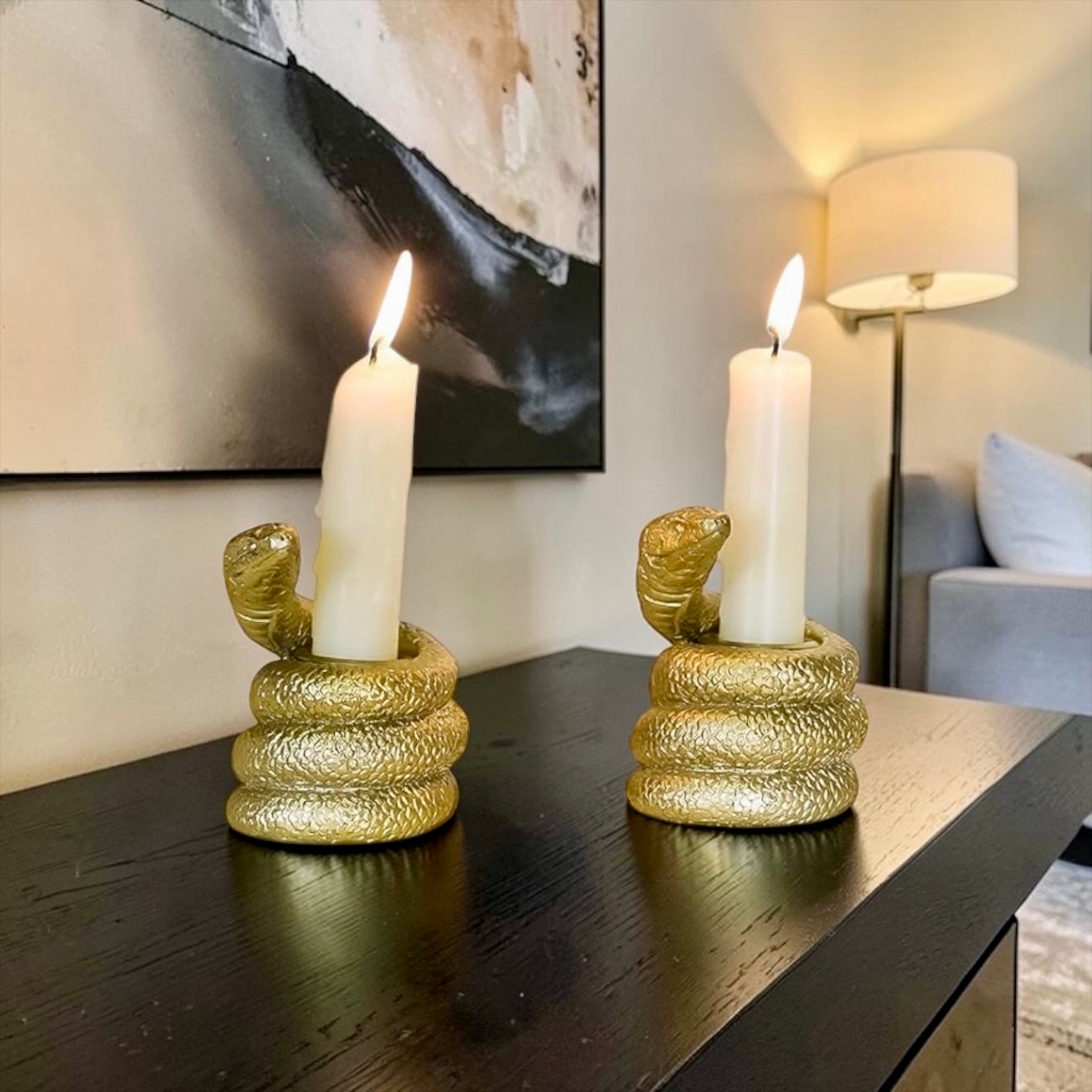 Taper Gold Snake Candle Holders - Set of 2