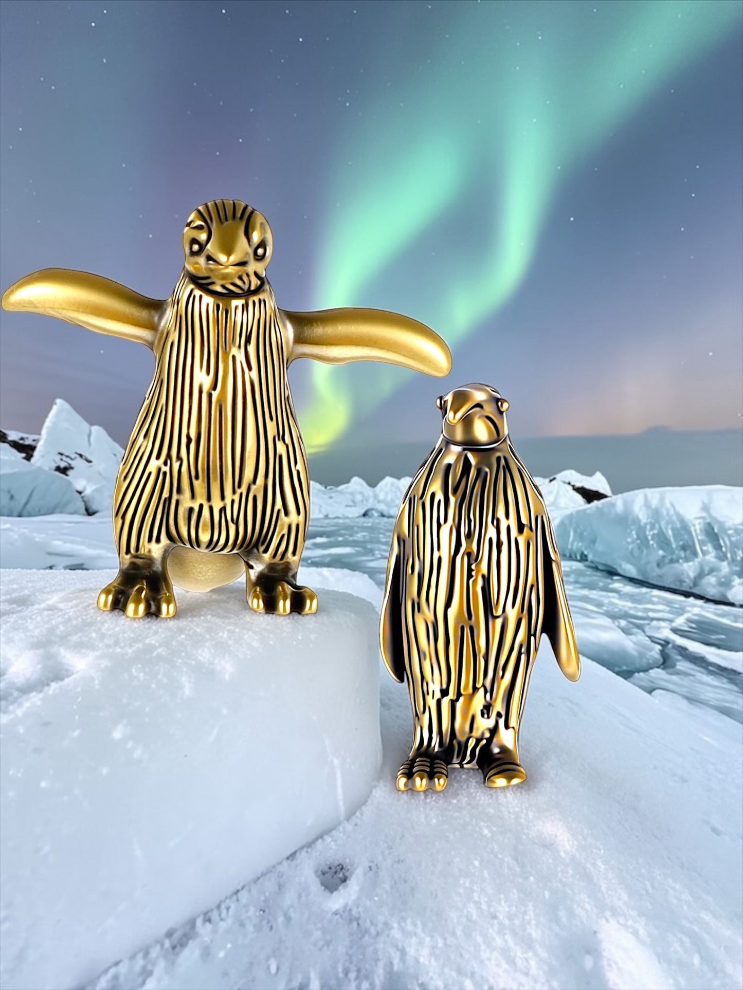 Brass Mini Penquin Pals Collectible Figurines - Set Of 2
