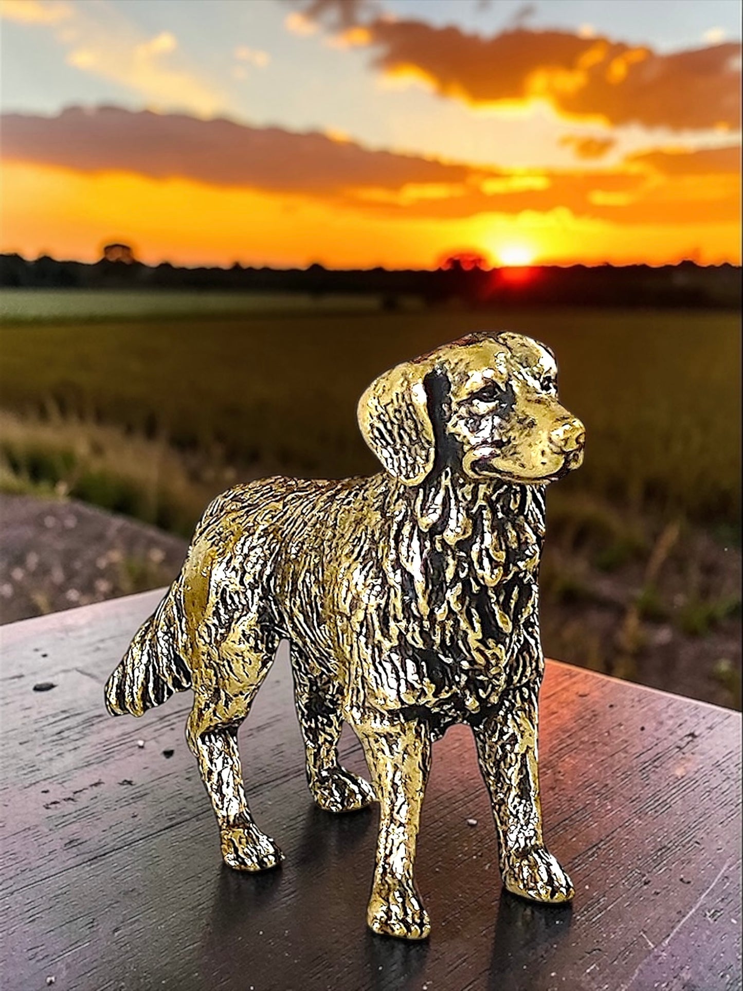 Brass Mini Golden Retriever Collectible Figurine
