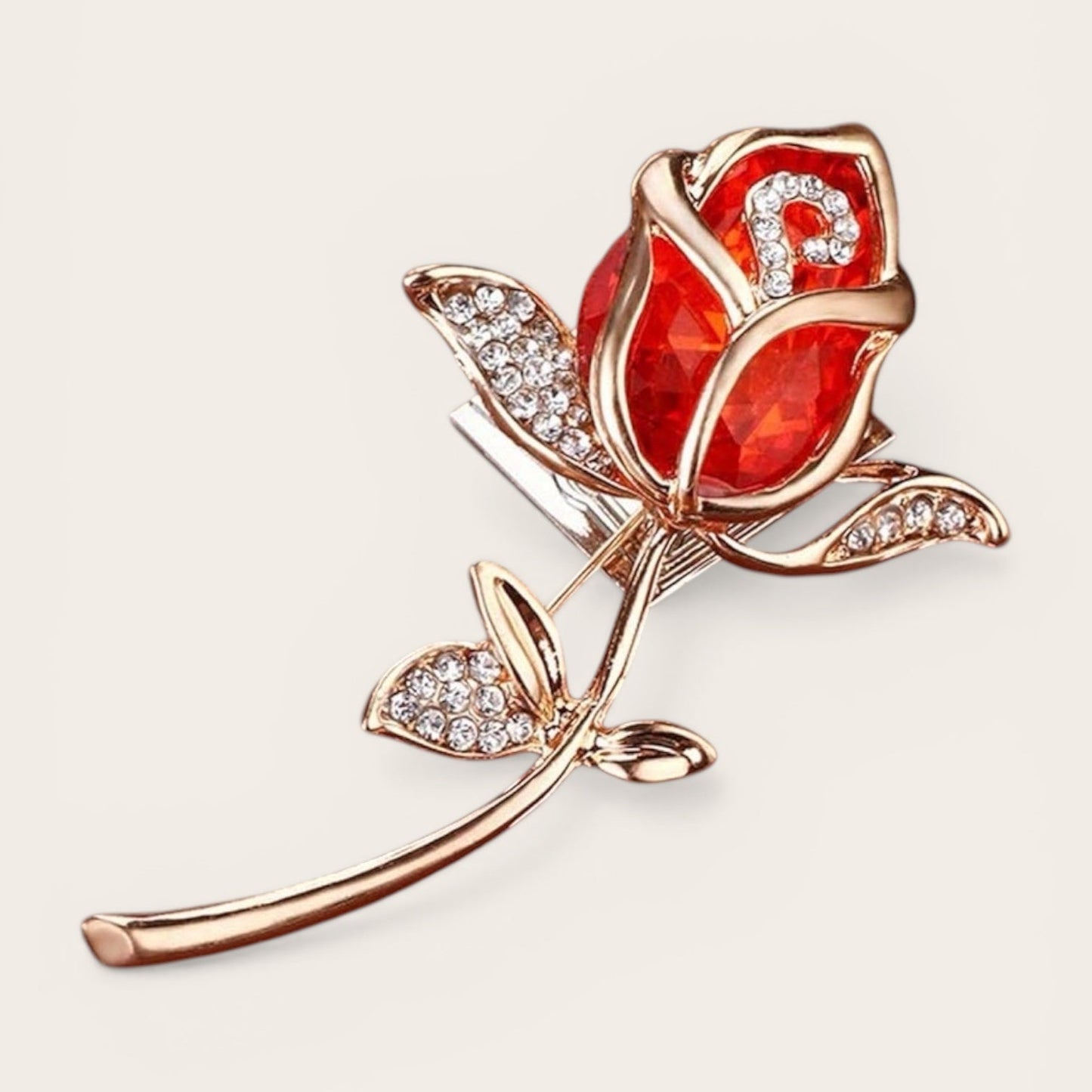 Vintage Gold Trim Rose Brooches