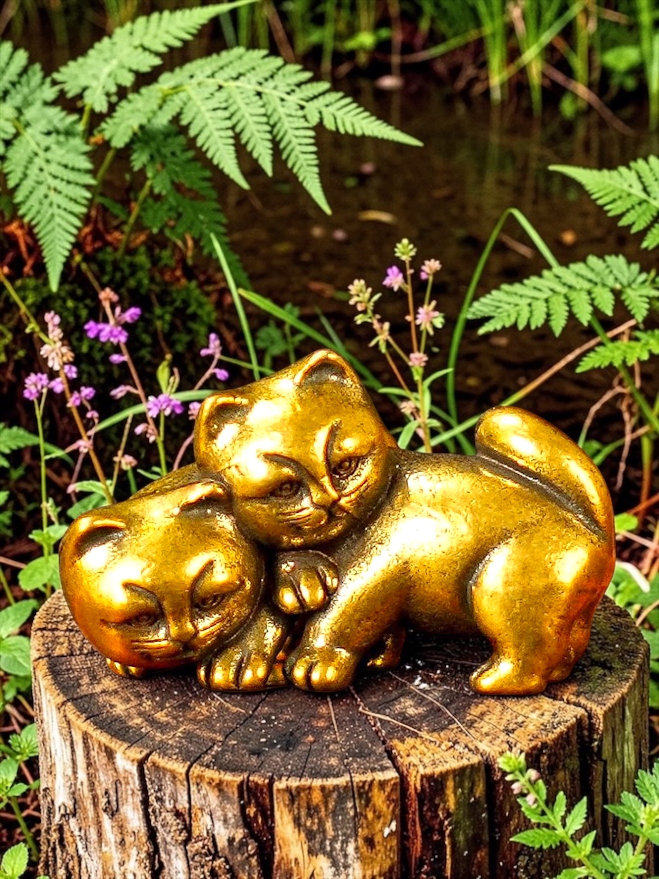 Brass Mini Cat & Dog Pals Collectible Figurines - Set Of 2