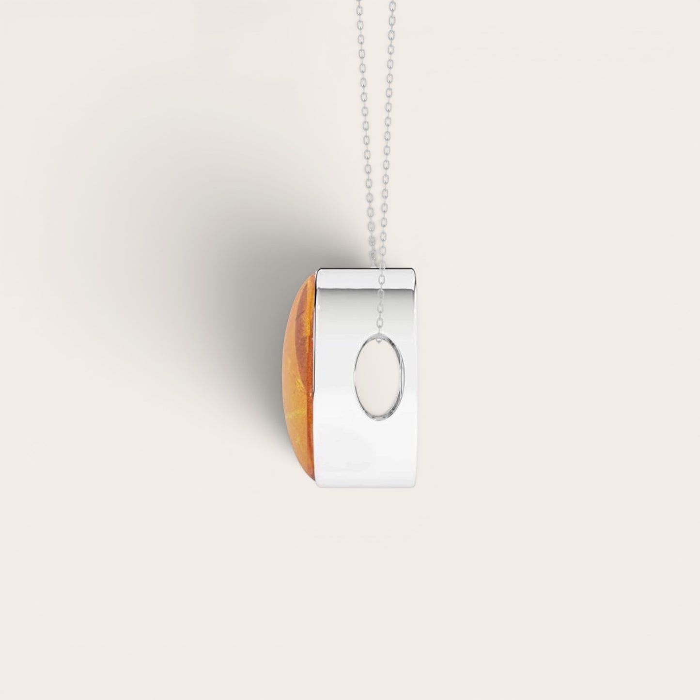 Sterling Silver Amber Crystal Slider Pendant Necklace