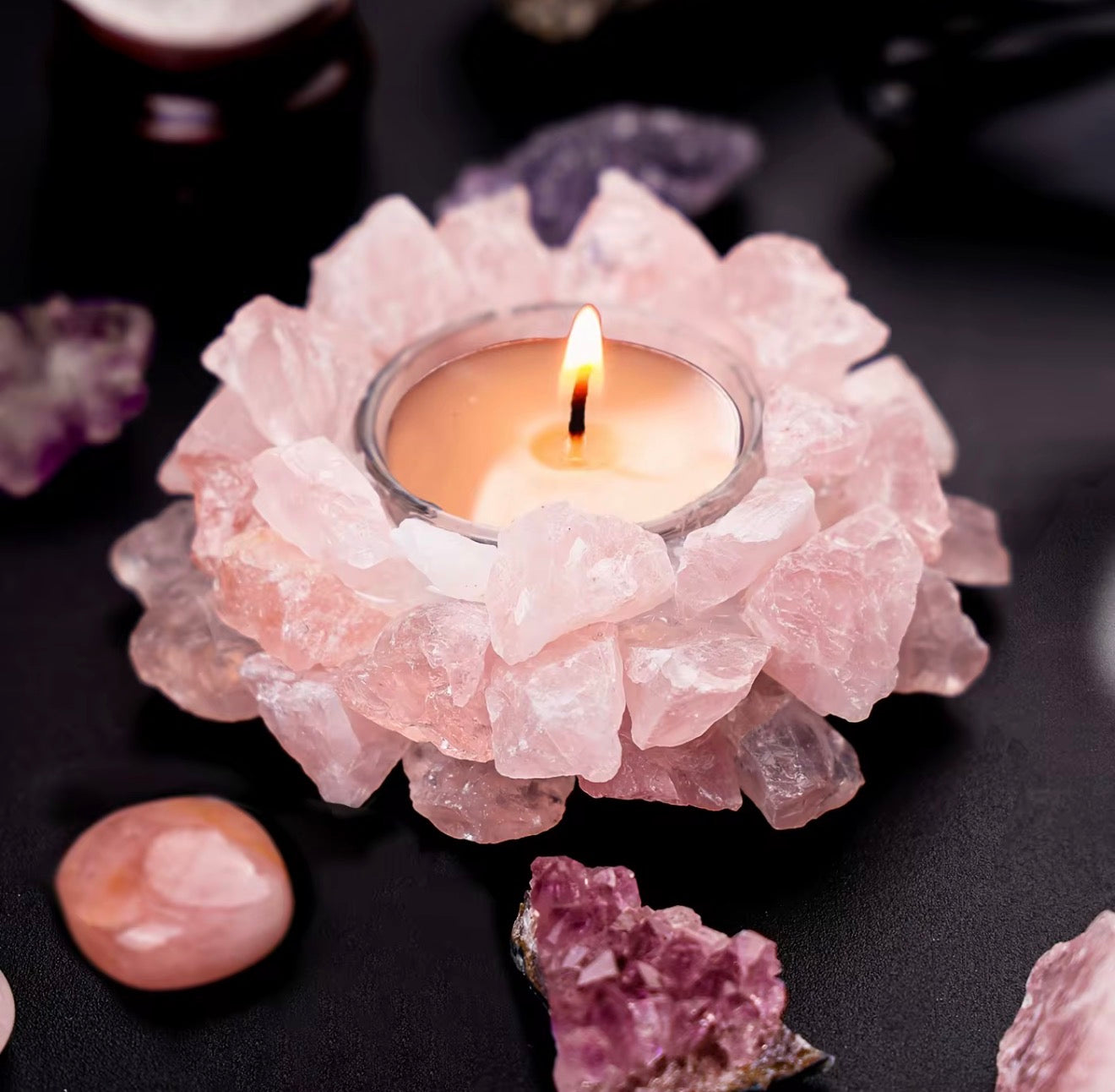 Crystal Rock Tealight Candle Holders