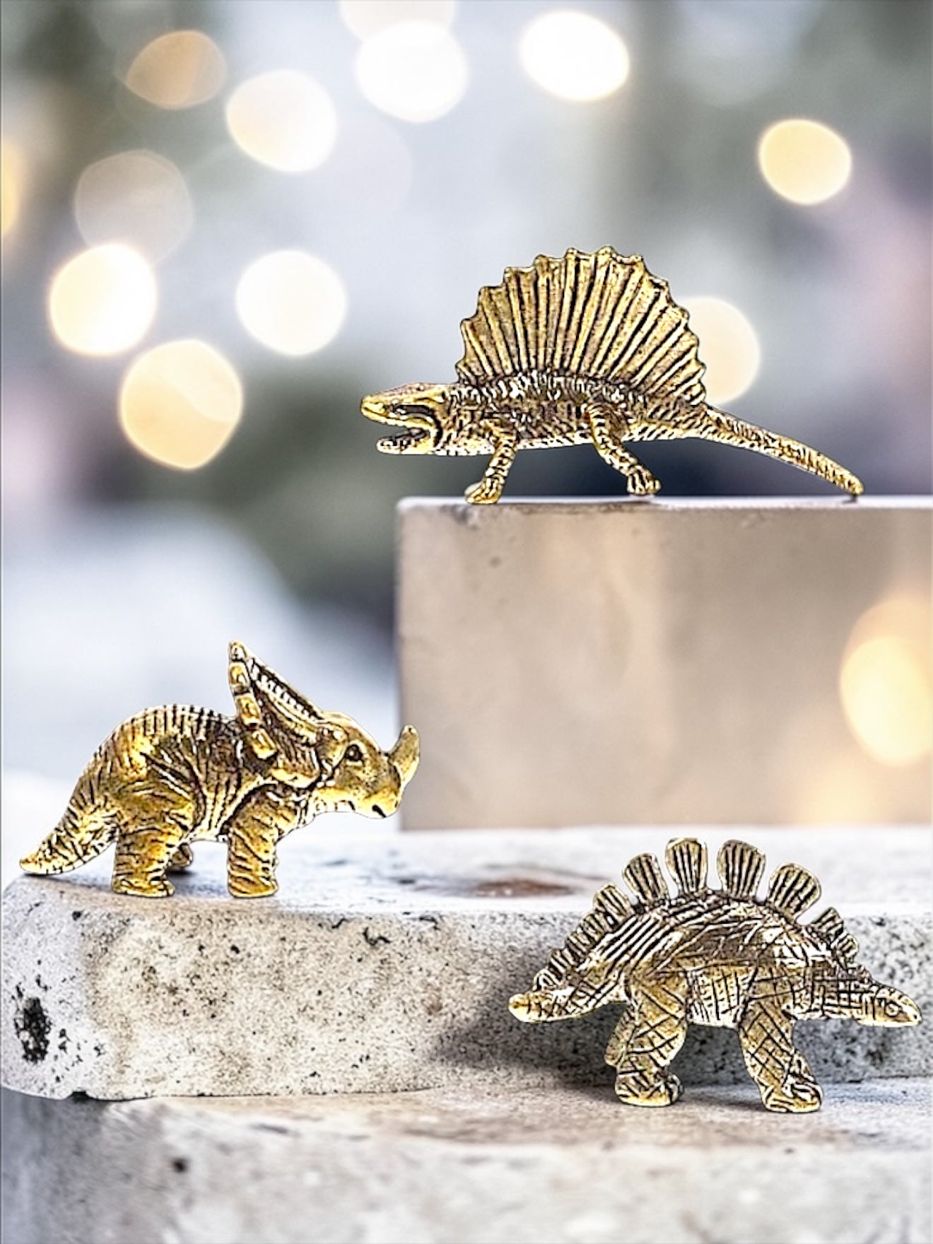 Brass Mini Dinosaur Jungle Pack Collectible Figurines - Set Of 6