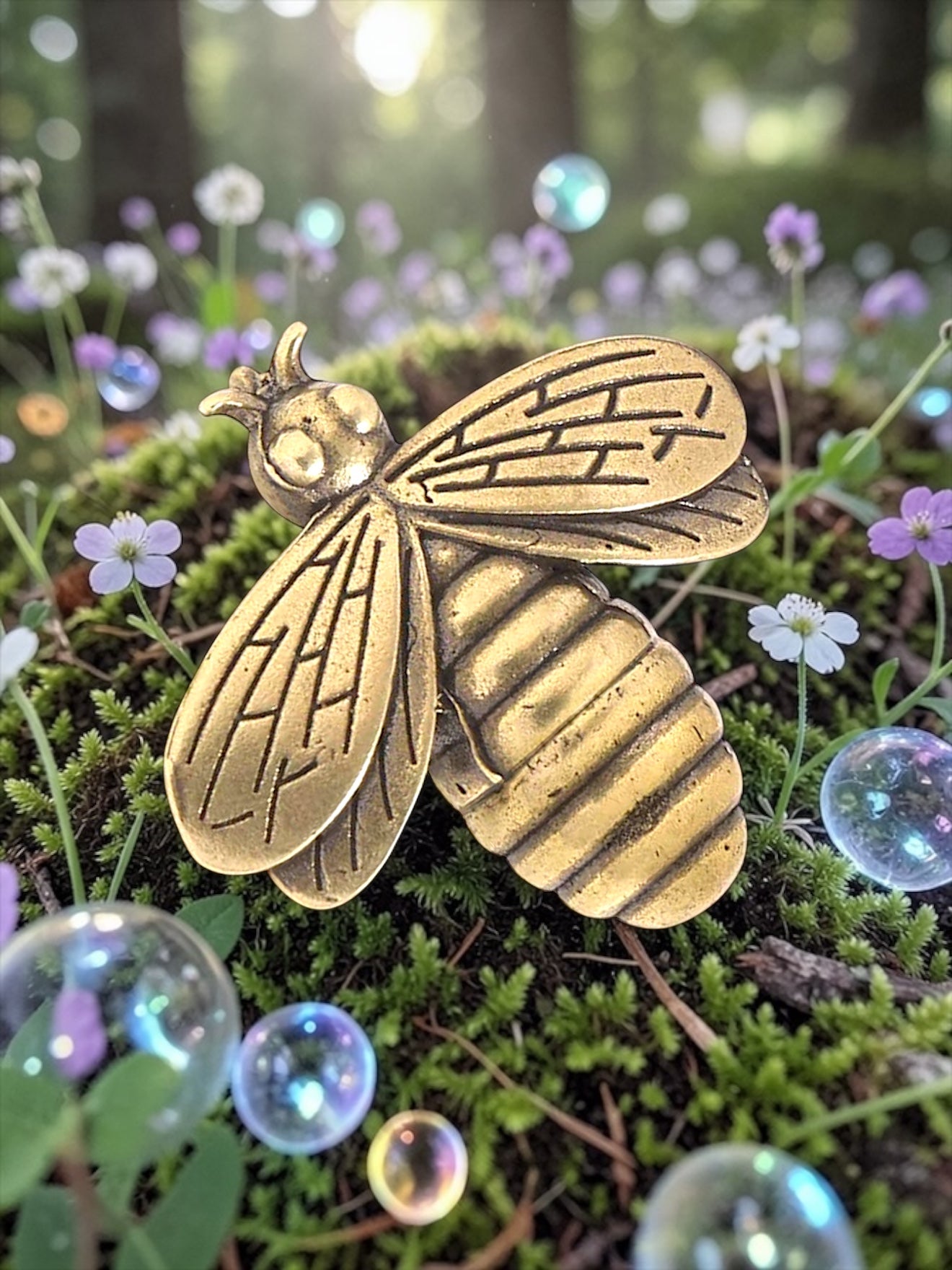 Brass Mini Honey Bee Collectible Figurines - Set Of 2