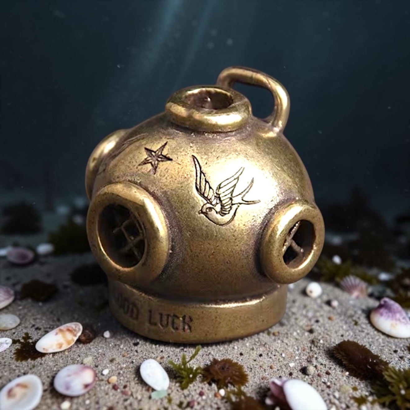 Brass Mini Good Luck Diver Collectible Figurine