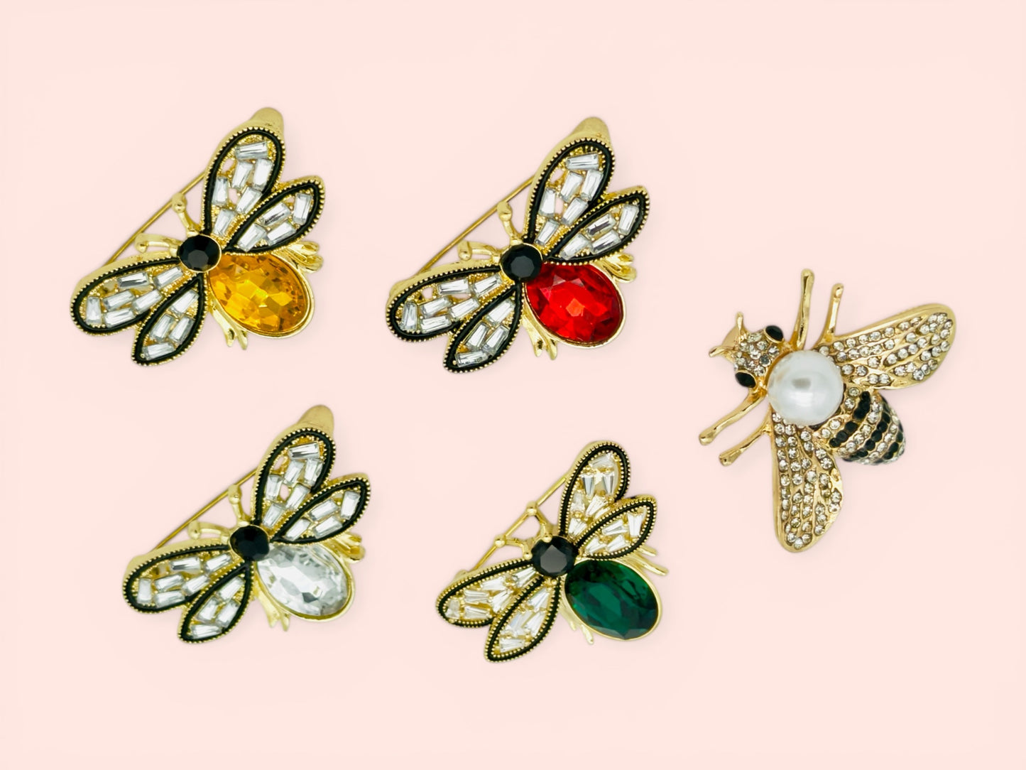 Honey Bee Brooches - Set Of 5