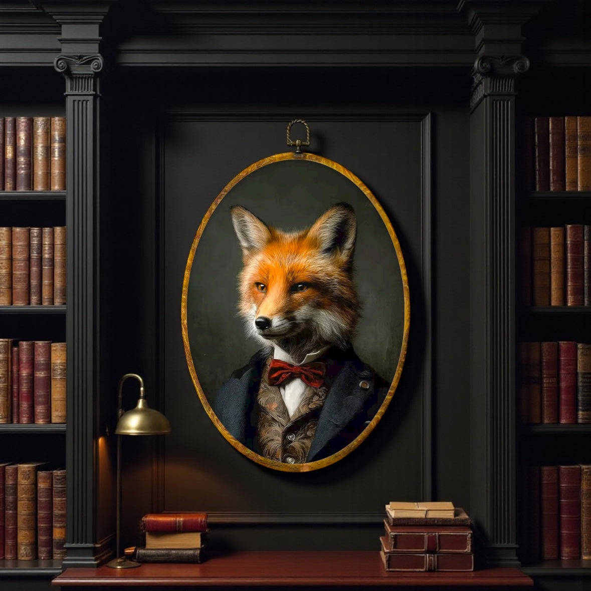 Canvas Animal Artwork: Oval Framed