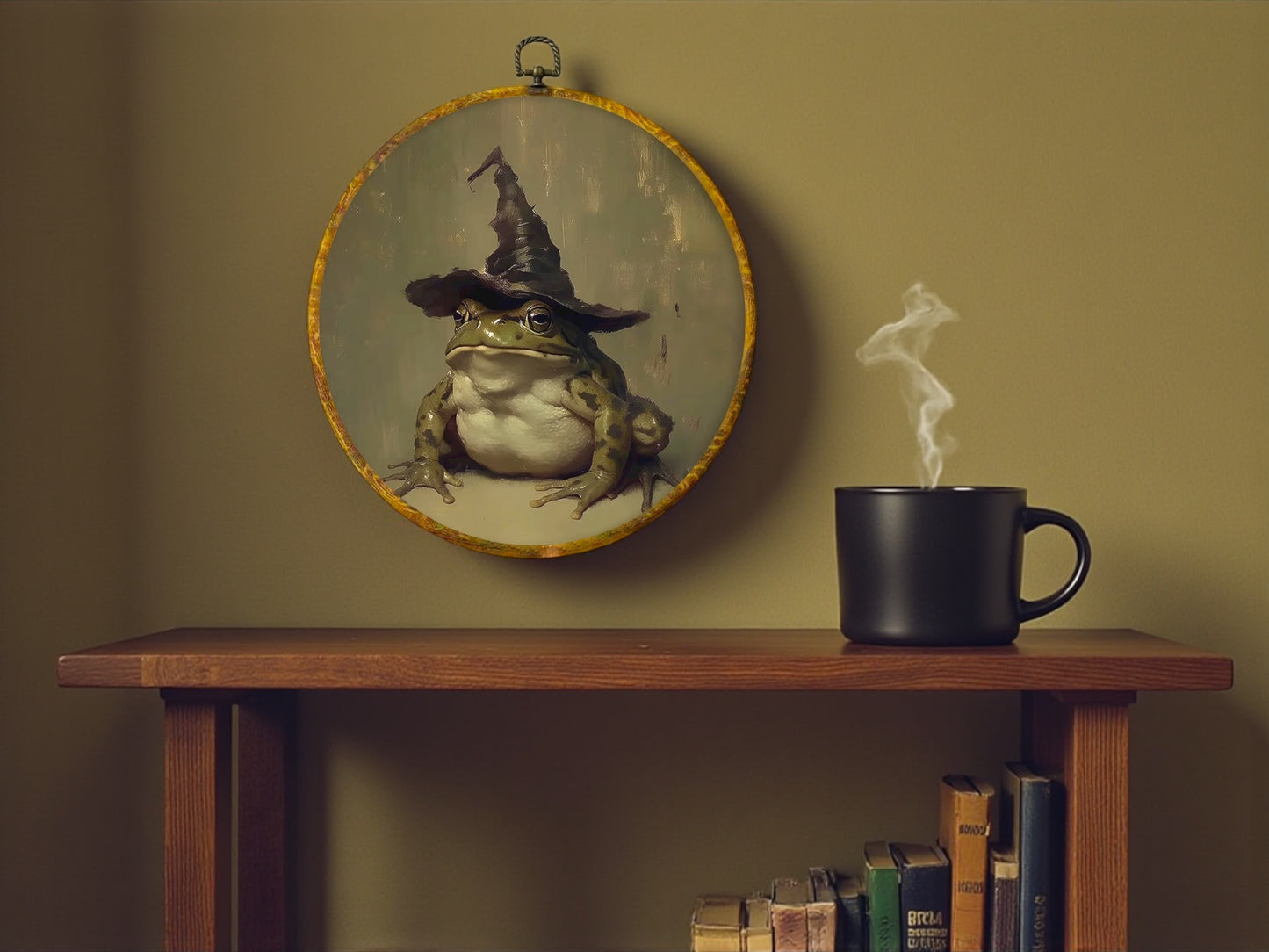 Canvas Animal Artwork: Round Framed