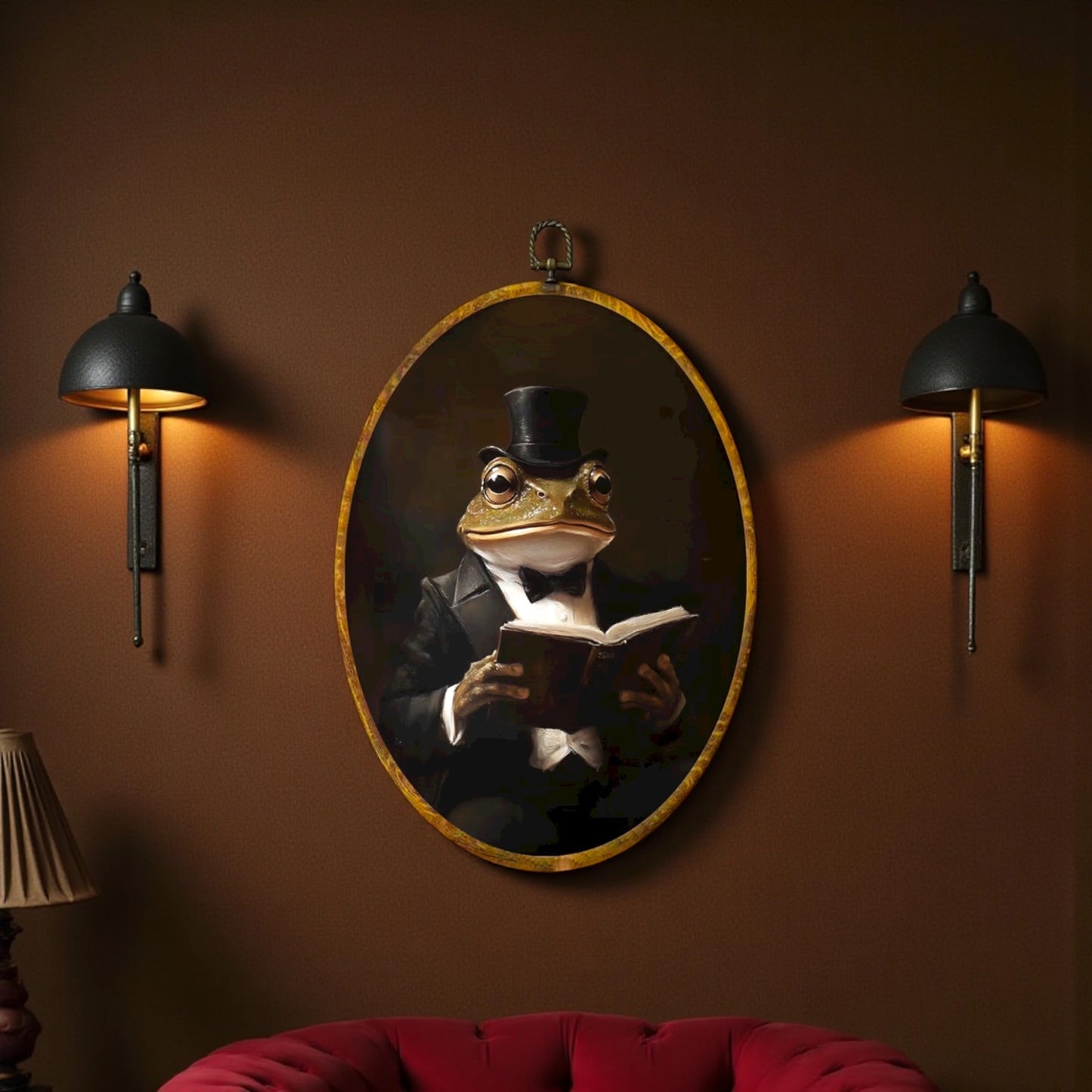 Canvas Animal Artwork: Oval Framed