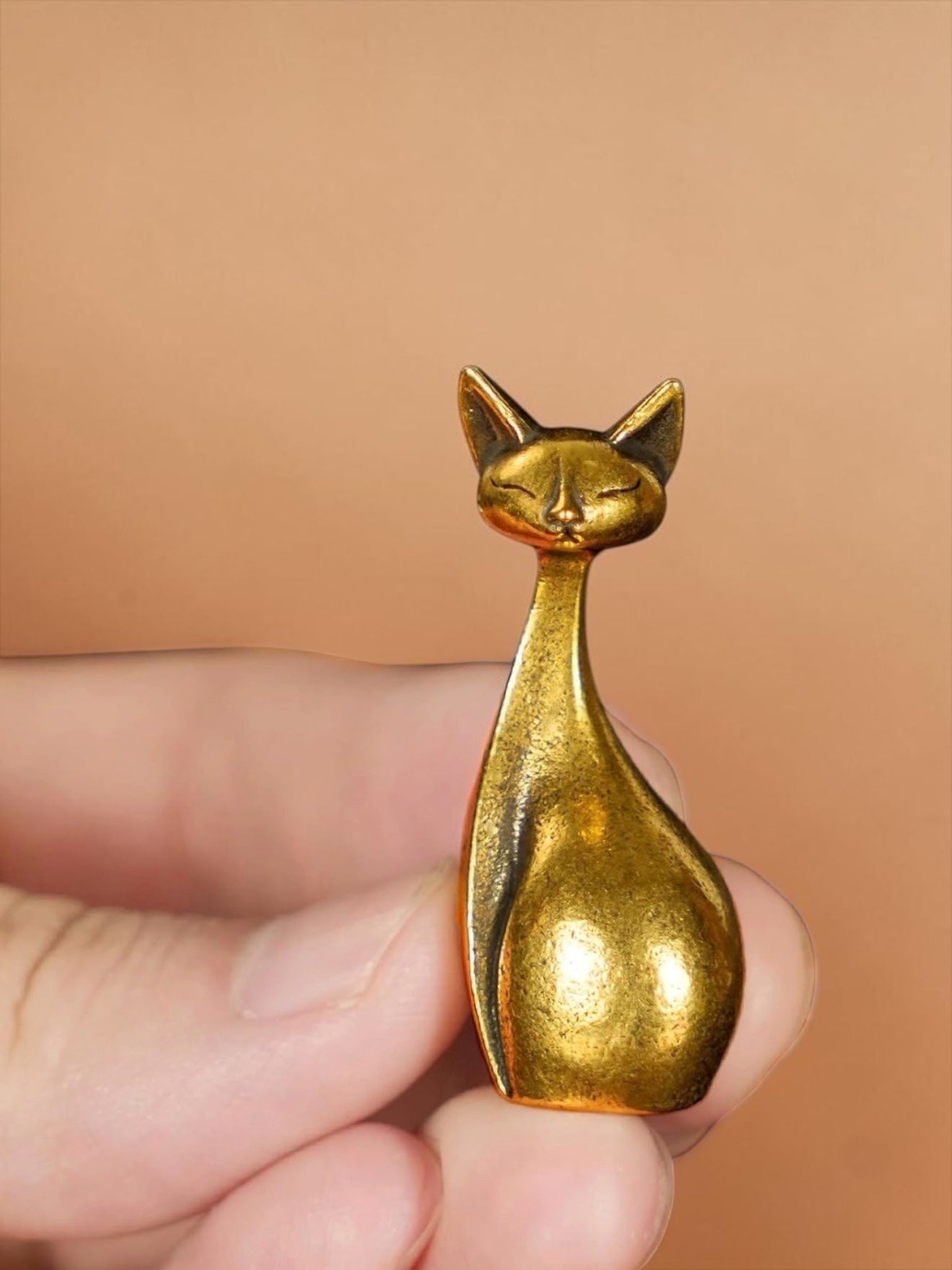 Brass Mini Artistic Cat Collectible Figurine