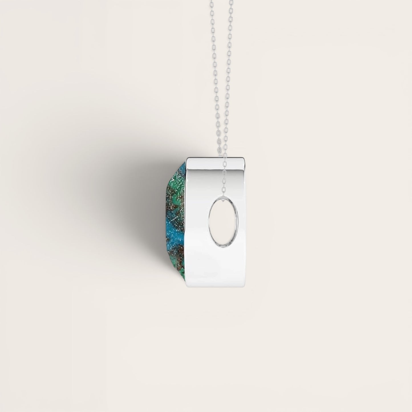 Sterling Silver Chrysocolla Crystal Slider Pendant Necklace