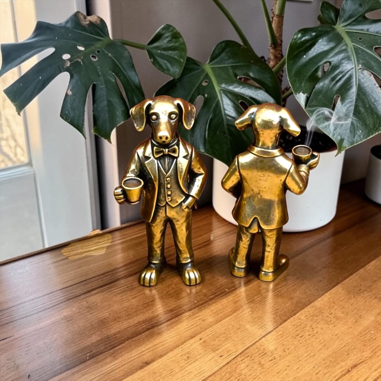Brass Mini Suited Dog Gentleman Collectible Figurine