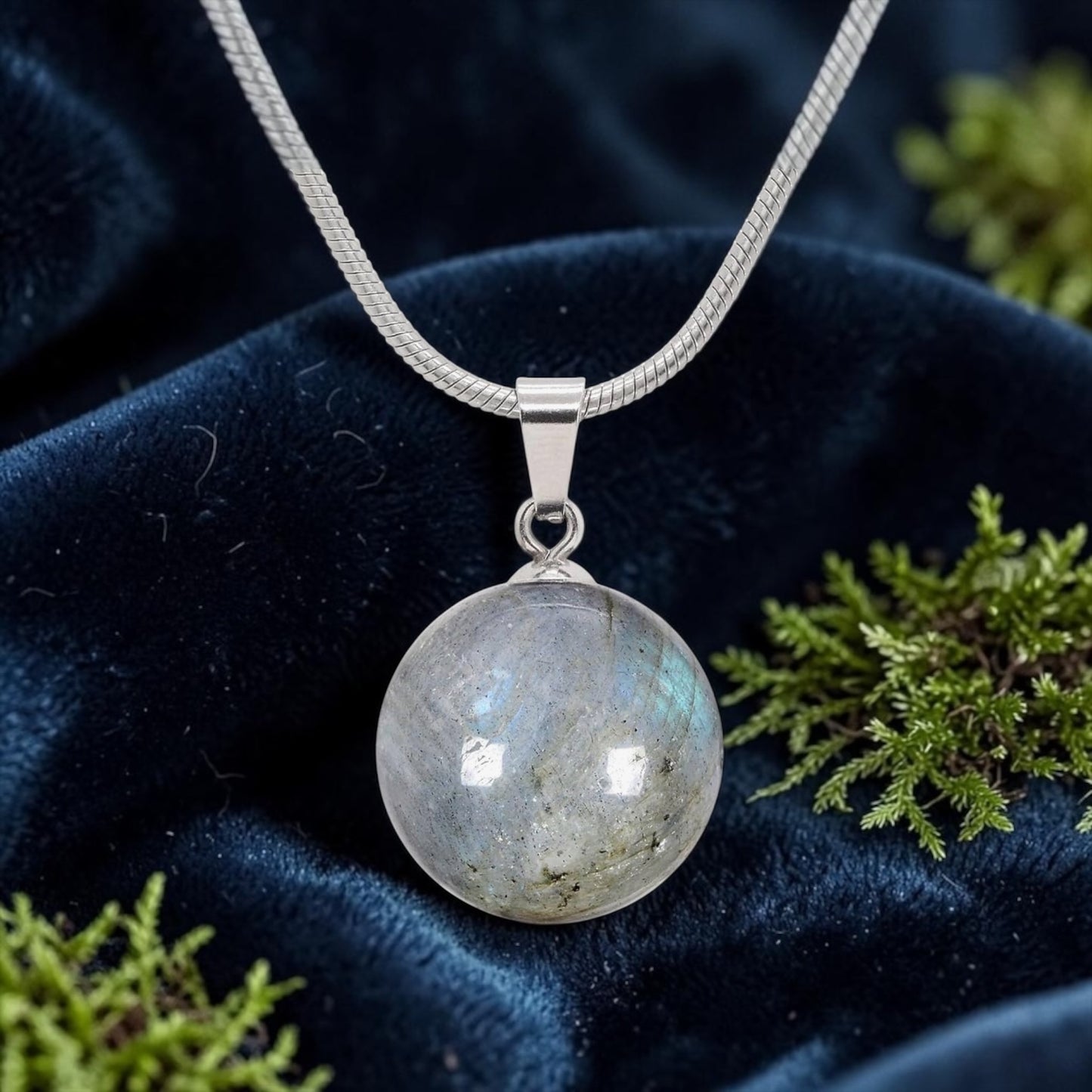 Stainless Steel Crystal Sphere Necklace