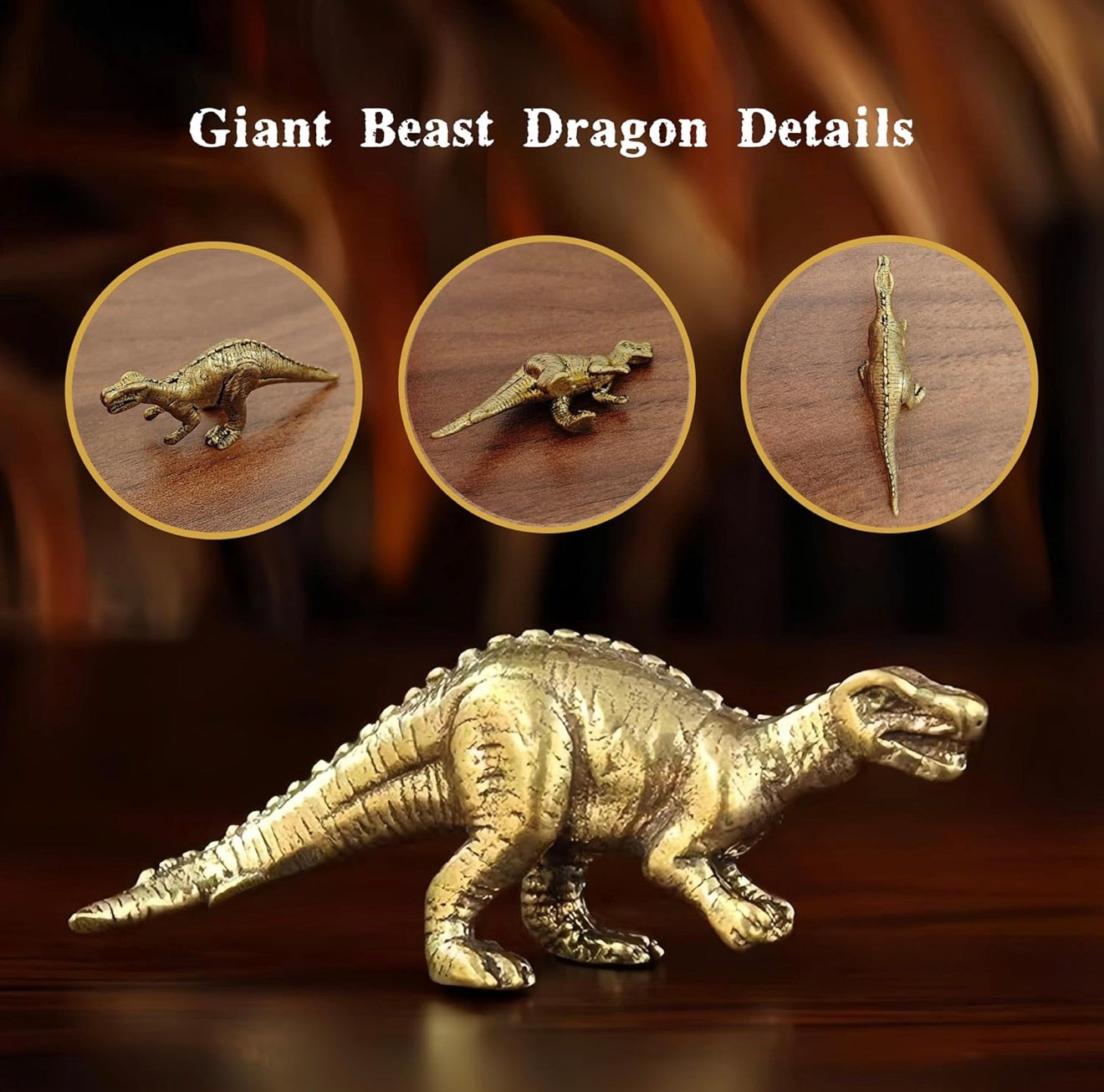 Brass Mini Spiny Dinosaur Collectible Figurines - Set Of 3
