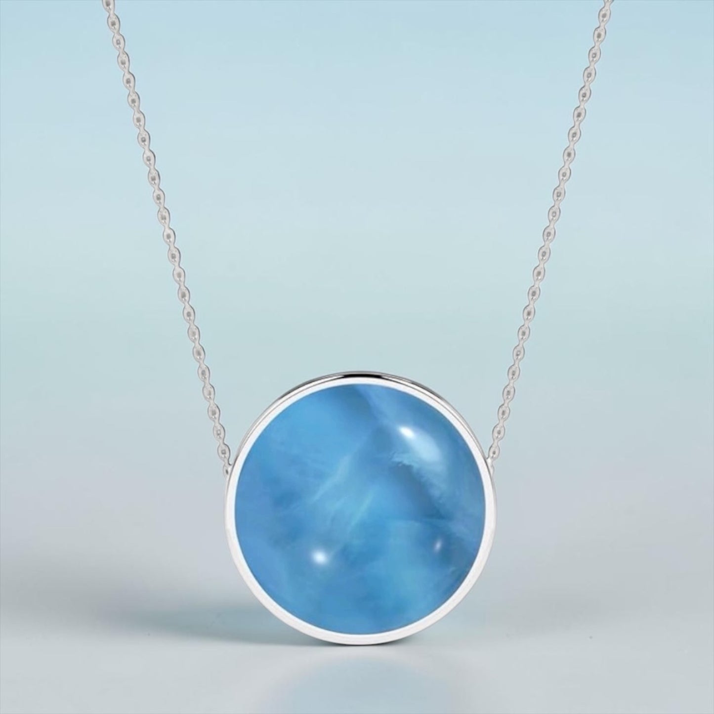 Sterling Silver Larimar Crystal Slider Pendant Necklace