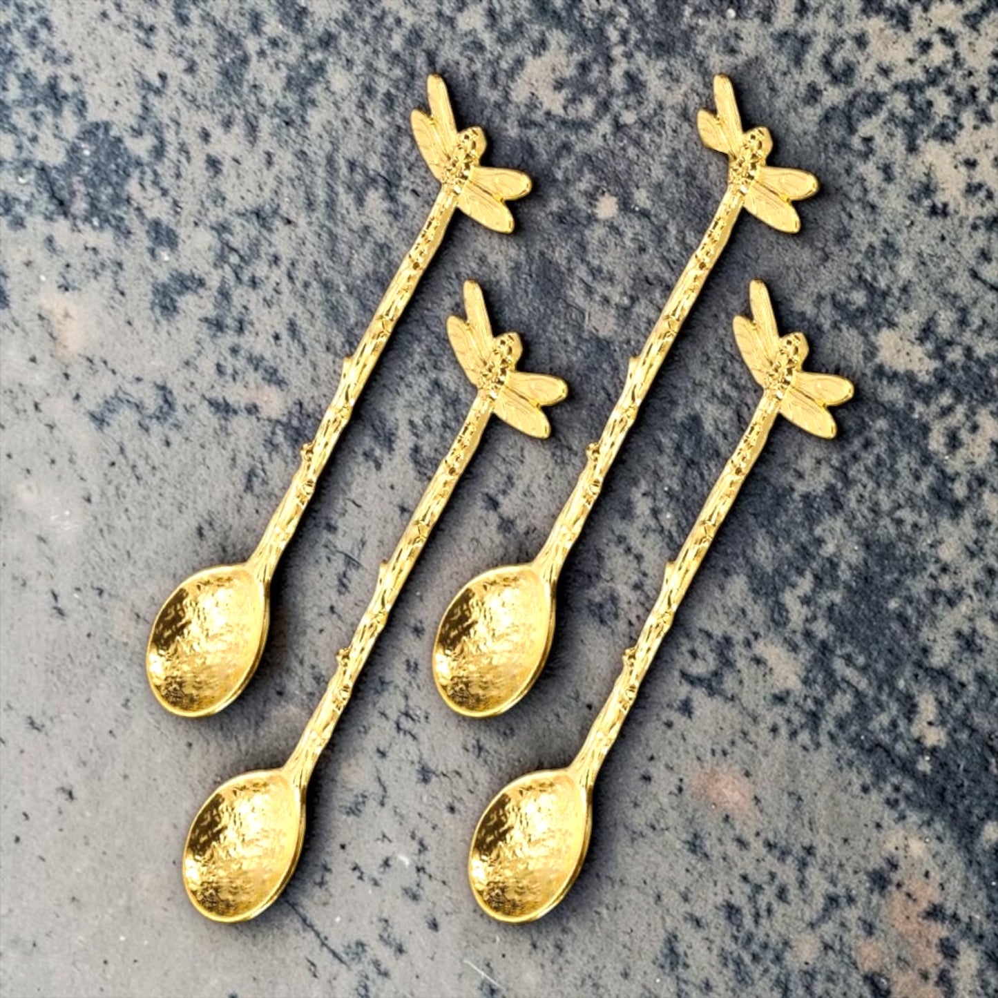 Gold Mini Dragonfly Tea Spoons - Set Of 4