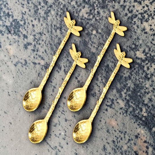 Gold Mini Dragonfly Tea Spoons - Set Of 4