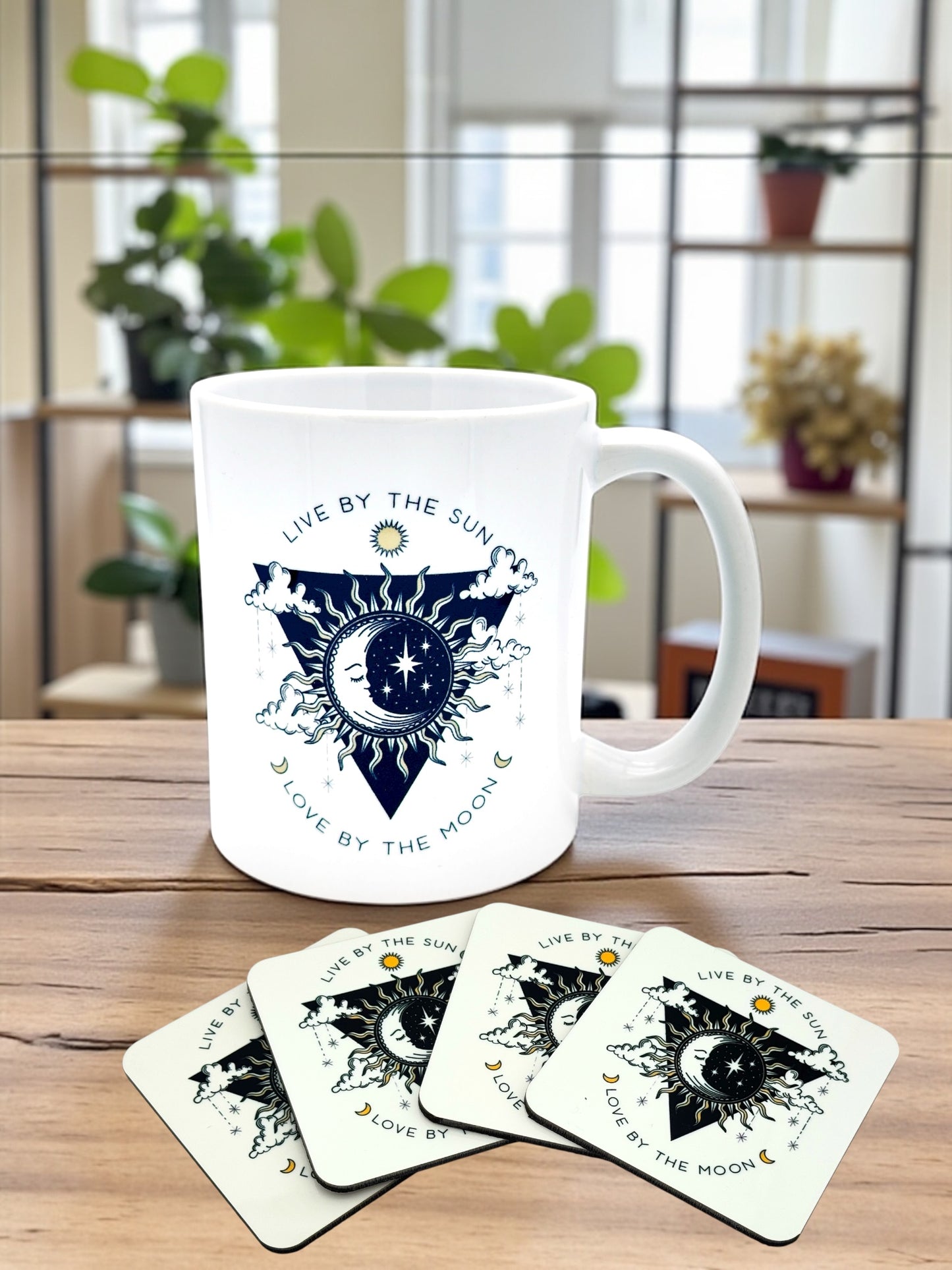 Live By The Sun/Love By The Moon Mug Plus Coasters