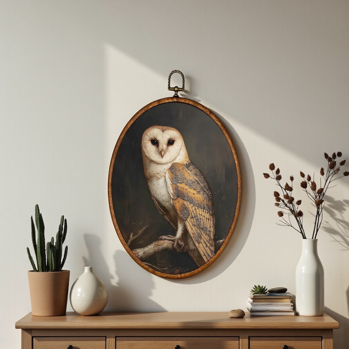 Canvas Animal Artwork: Oval Framed