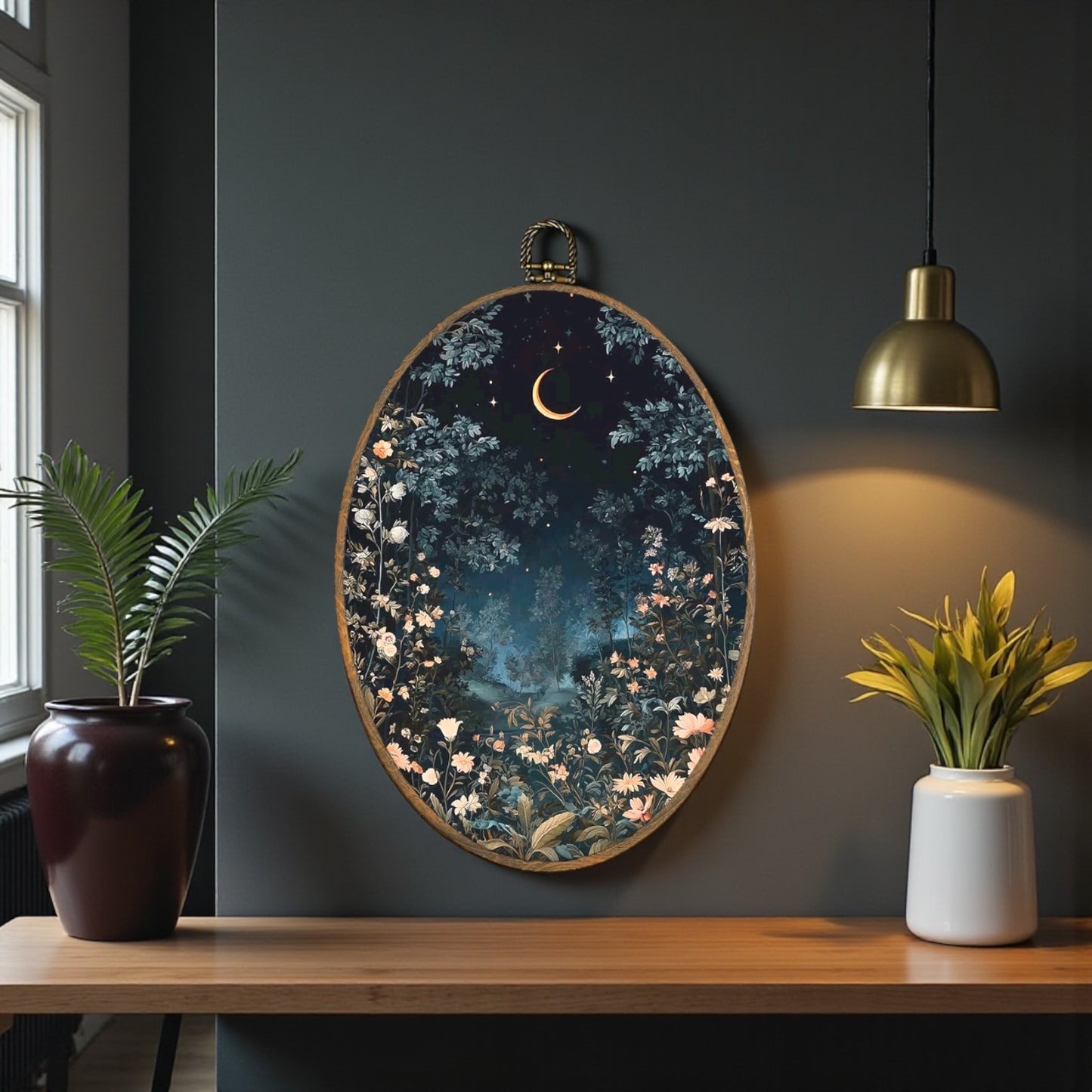 Canvas Artwork: Oval Framed