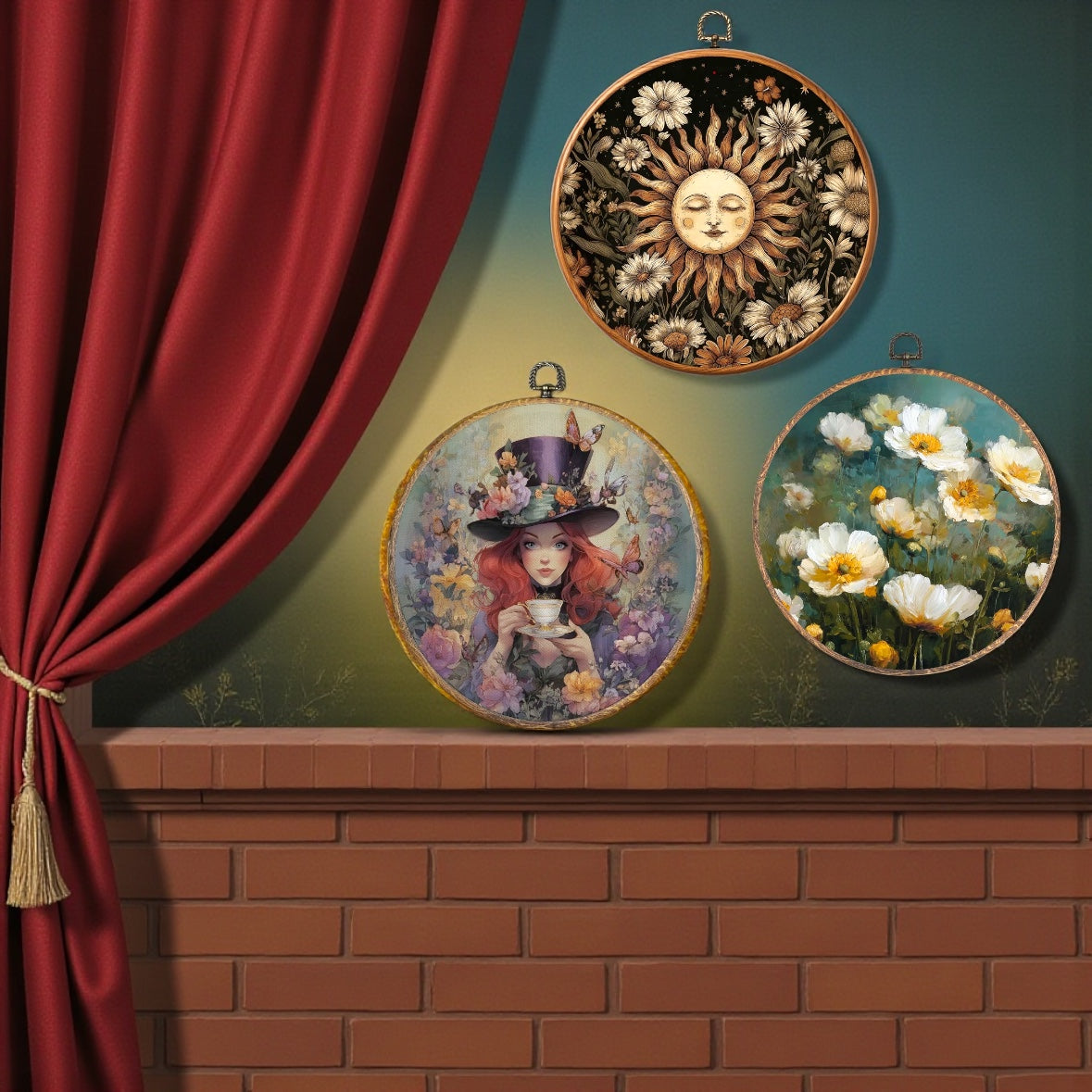 Canvas Artwork: Round Framed