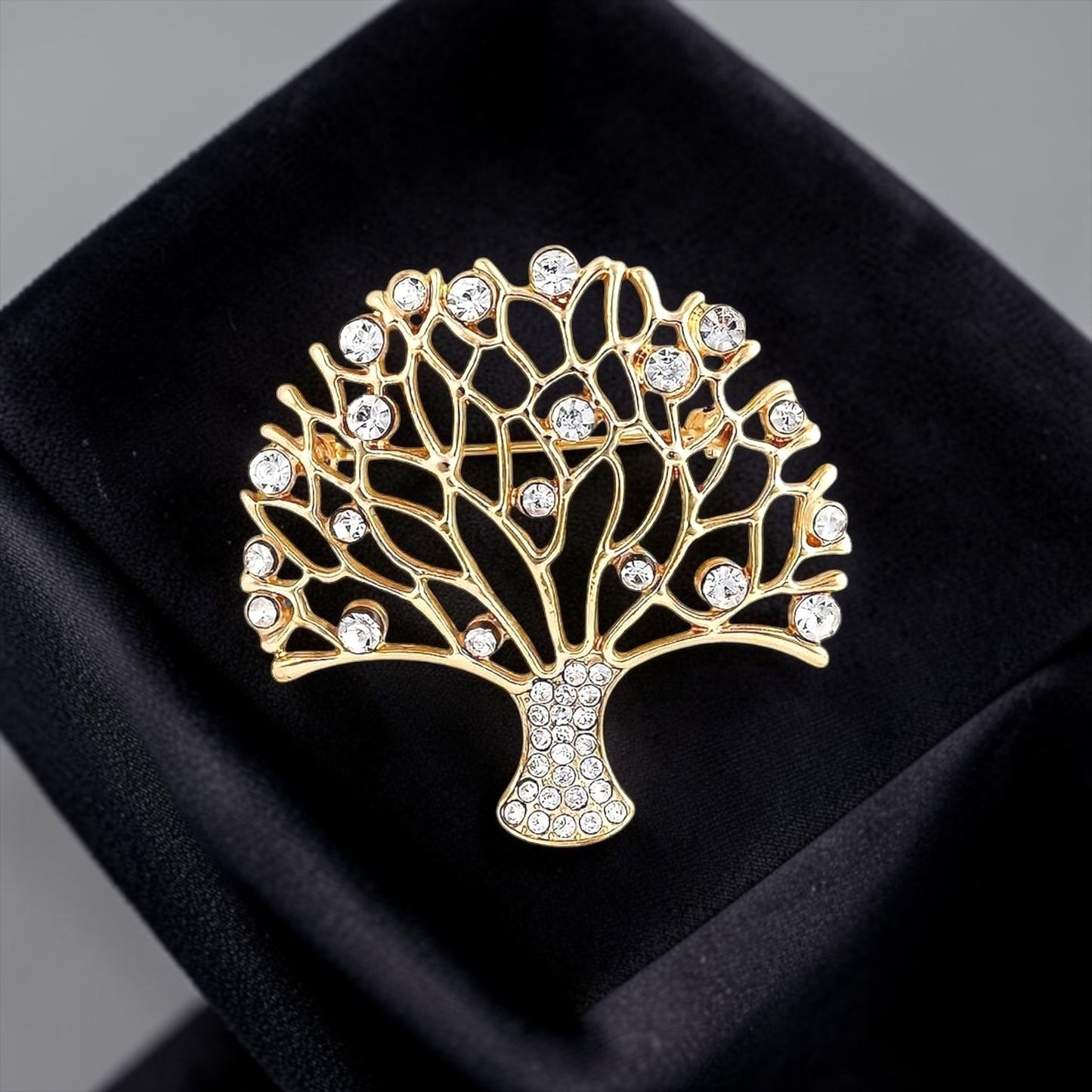 Vintage Rhinestone Tree Of Life Brooch