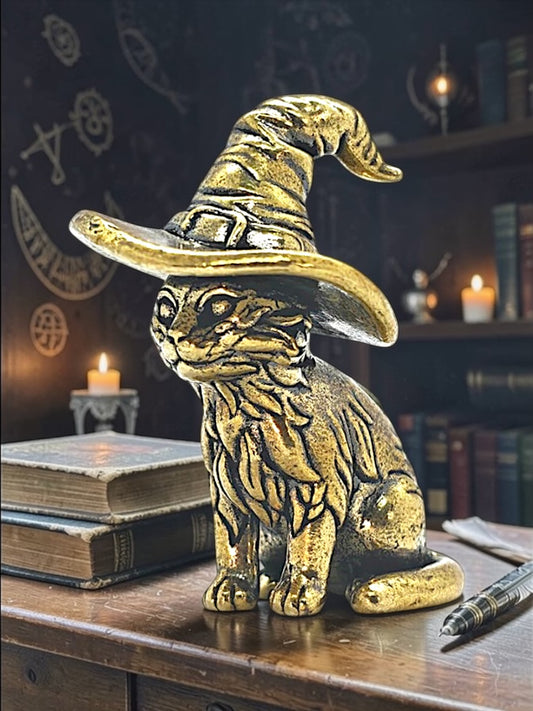 Brass Mini Witch Cat Collectible Figurine