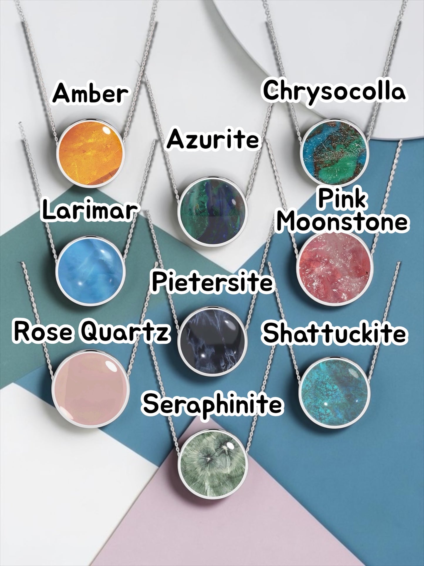 Sterling Silver Chrysocolla Crystal Slider Pendant Necklace