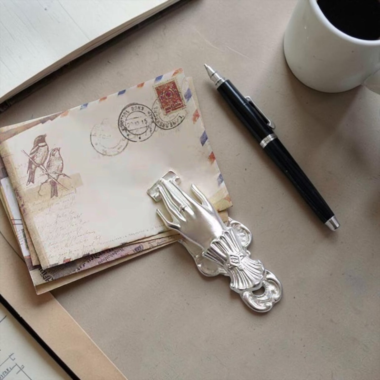 Victorian Metal Woman Hands Book Journal Clip