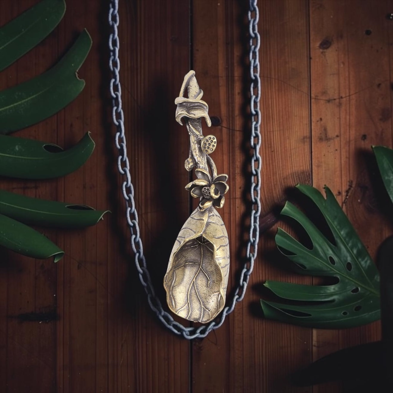 Brass Lotus Flower Shovel Spoon- Tea Coffee or Dessert Spoons