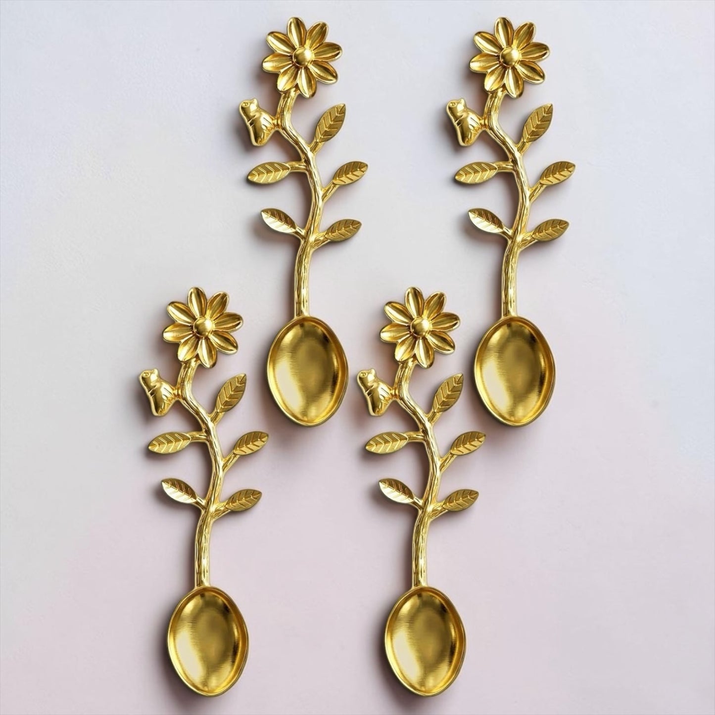 Gold Mini Flower Tea Spoons - Set Of 4