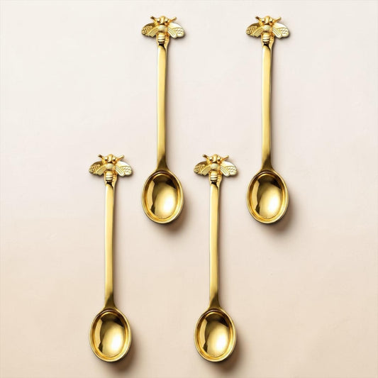 Gold Mini Bee Tea Spoons - Set Of 4