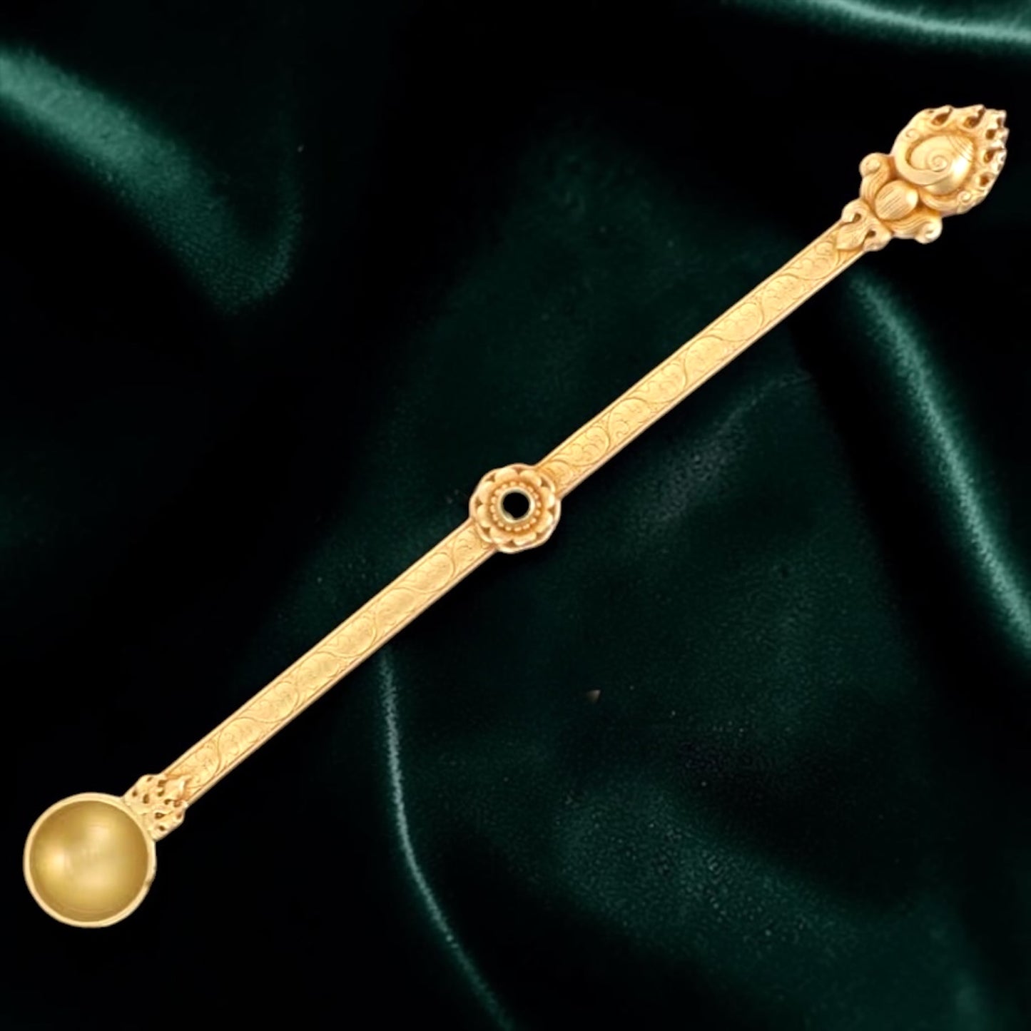 Brass Stylish Buddha Pooja Spoon – Sacred Ritual & Offering Tool