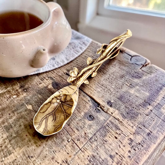 Brass Lotus Flower Shovel Spoon- Tea Coffee or Dessert Spoons