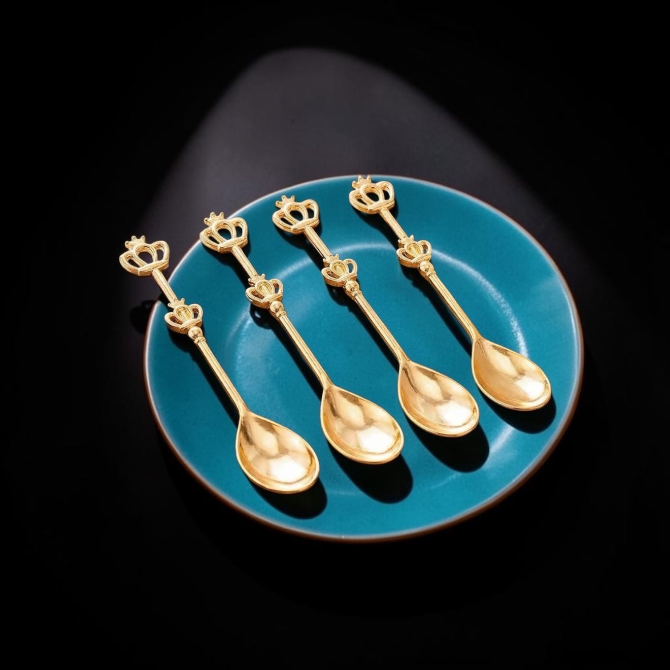 Stainless Steel Royal Crown Mini Spoon Set Of 4 - Tea or Dessert Spoons