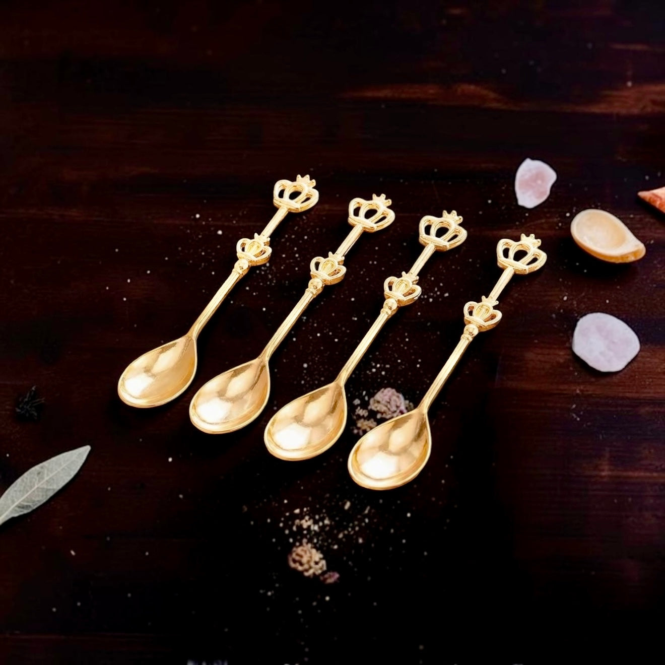 Stainless Steel Royal Crown Mini Spoon Set Of 4 - Tea or Dessert Spoons
