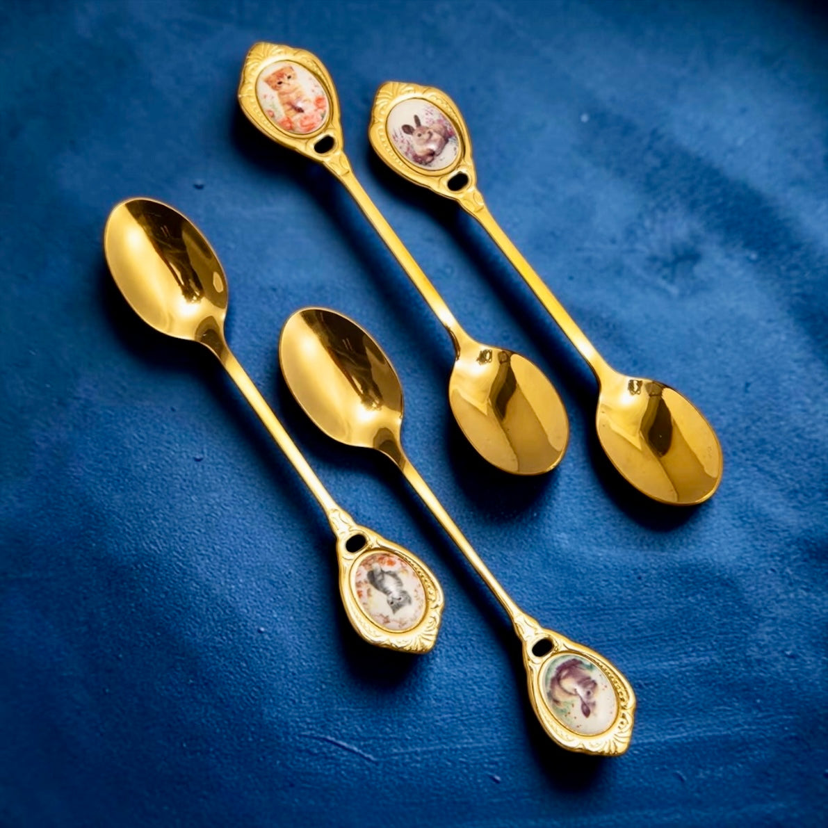 Stainless Steel Cutesy Animal Mini Teaspoon - Set Of 4