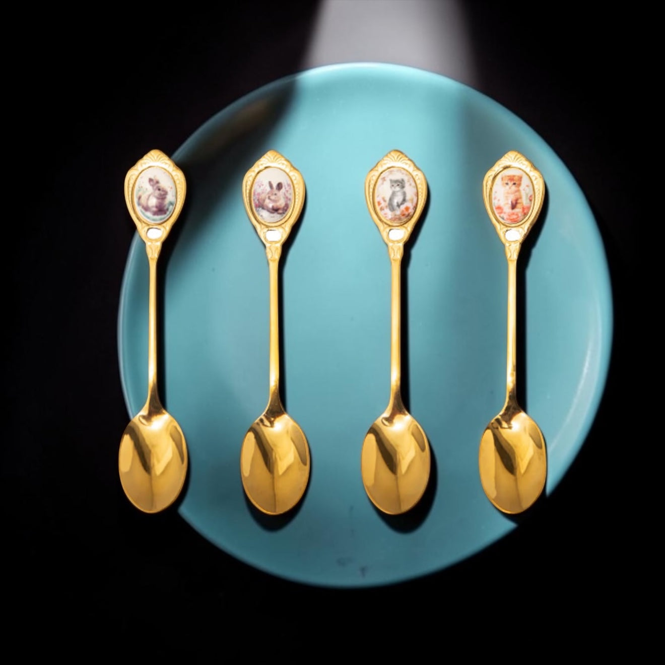 Stainless Steel Cutesy Animal Mini Teaspoon - Set Of 4